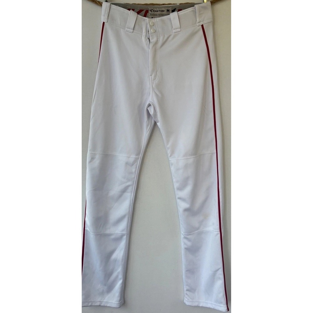 Easton Baseball Pants White Red Piping Reinforced Knee Mens Medium Athletic